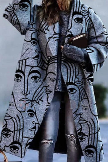 Woochic veste pour femmes col revers en tweed motifs abstraits, design gris S
